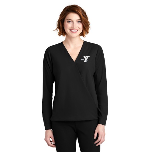 Ladies Wrap Blouse Embroidered